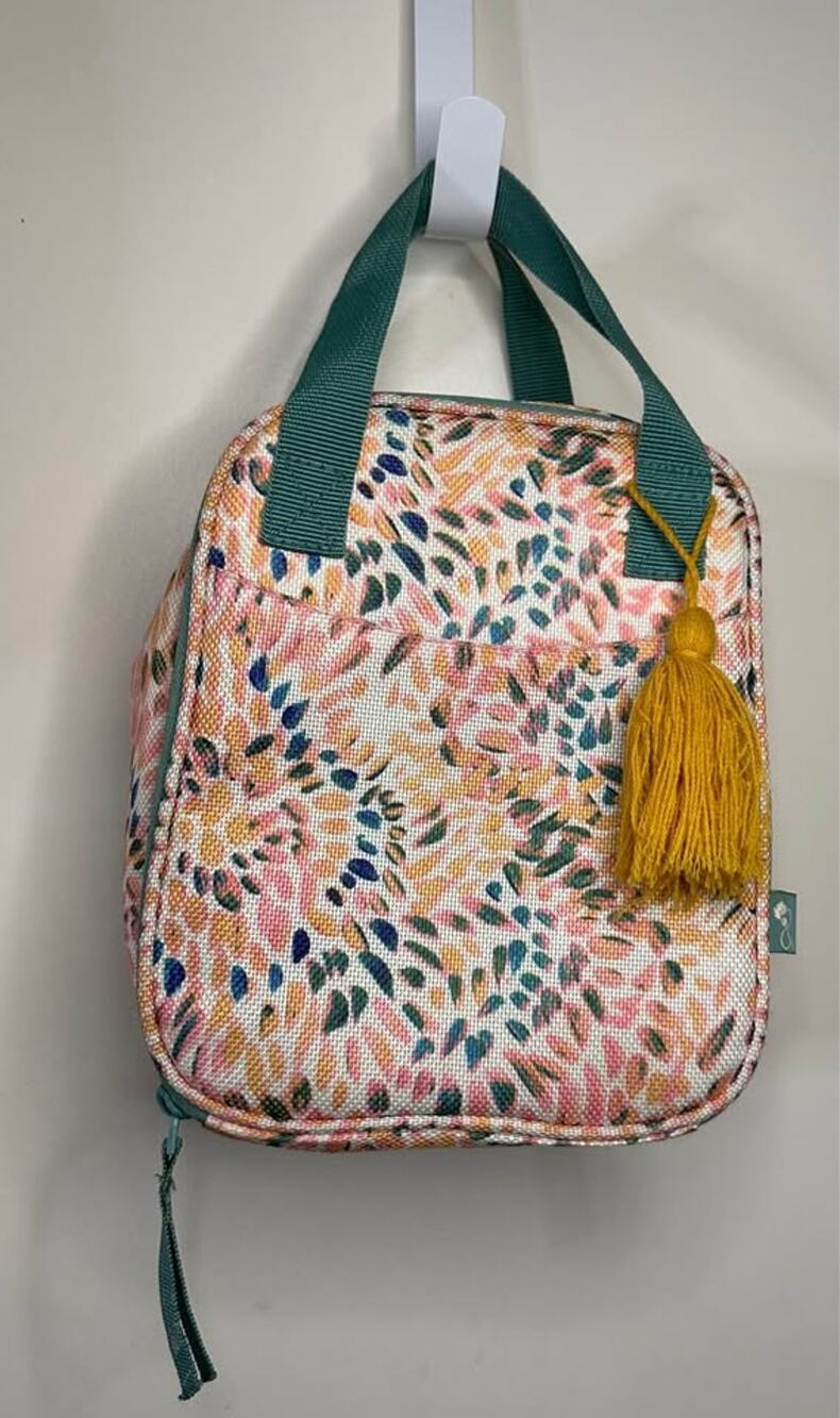 Boho Insulated Lunch Bag Personal Cooler Tote Multicolor Botanical Tassel